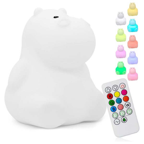 Light Up Cute Hippo Gifts Color Changing Night Light for Girls